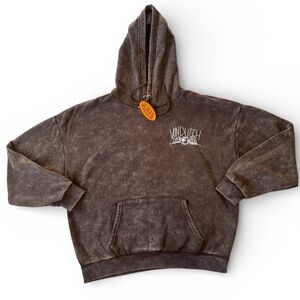 Von Dutch Women’s Brown Mineral Wash Hoodie Size Large NWT Graphic Sweatshirt
